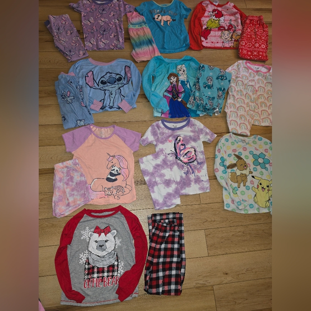 Huge Lot Of Girls Size 7-8 Pajama Sets